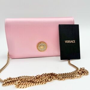 Versace Medusa Crystal Satin Mini Chain Crossbody